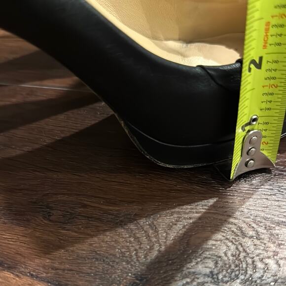 Ann Taylor Black Leather Heels with front Ruffle detail. - Picture 10 of 10